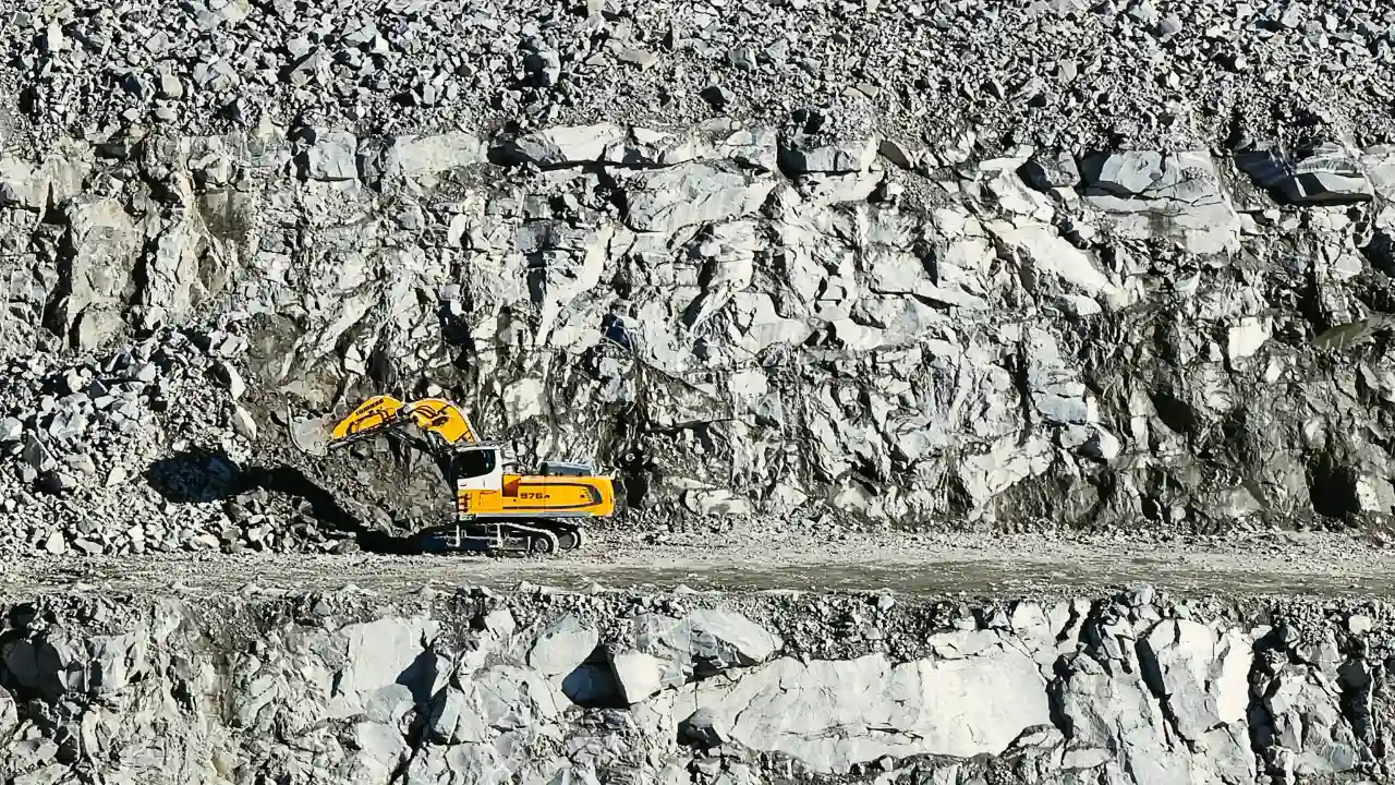 excavator in quarry