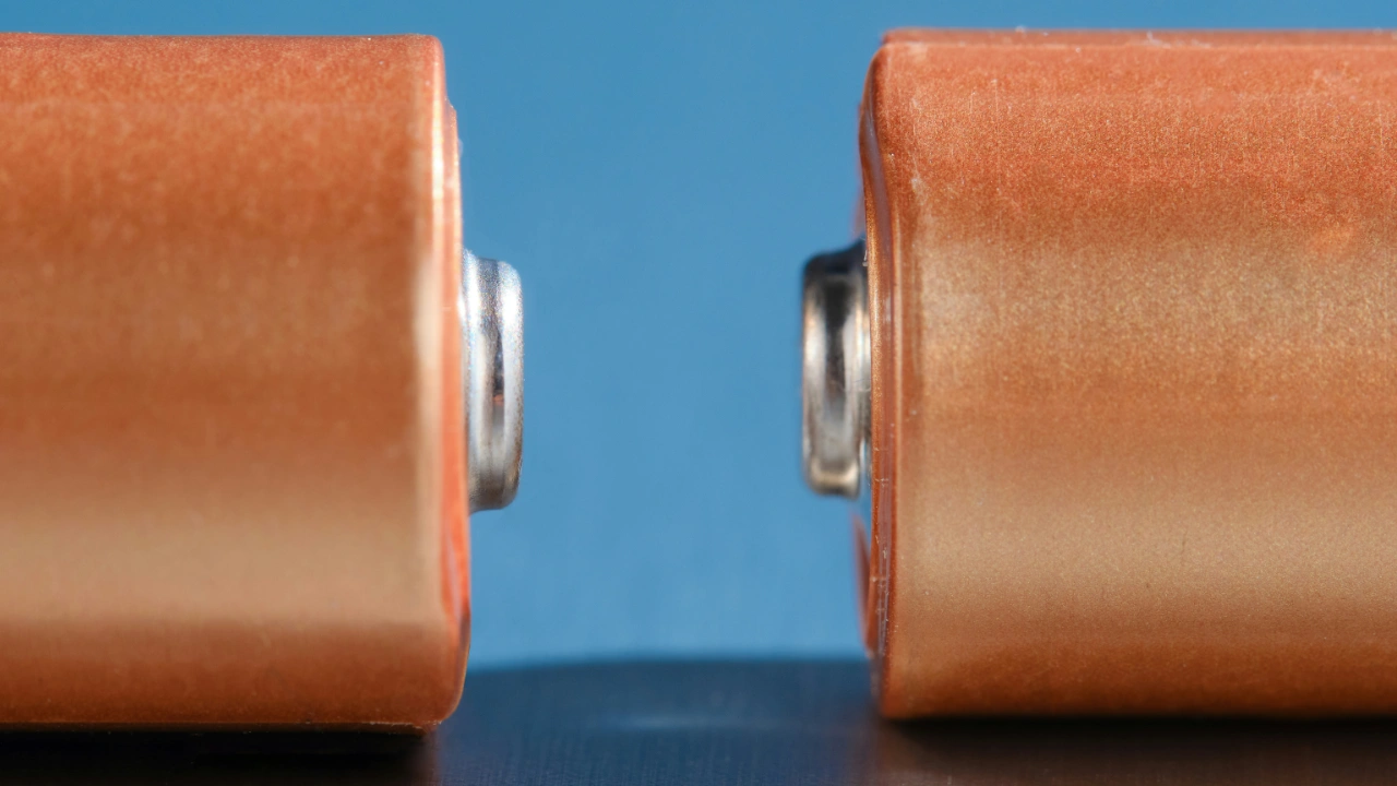 battery terminals pointing toward one another