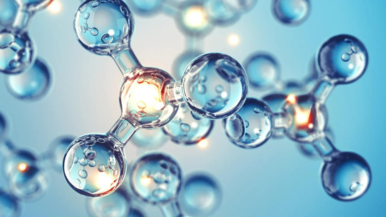 molecular compounds on blue background