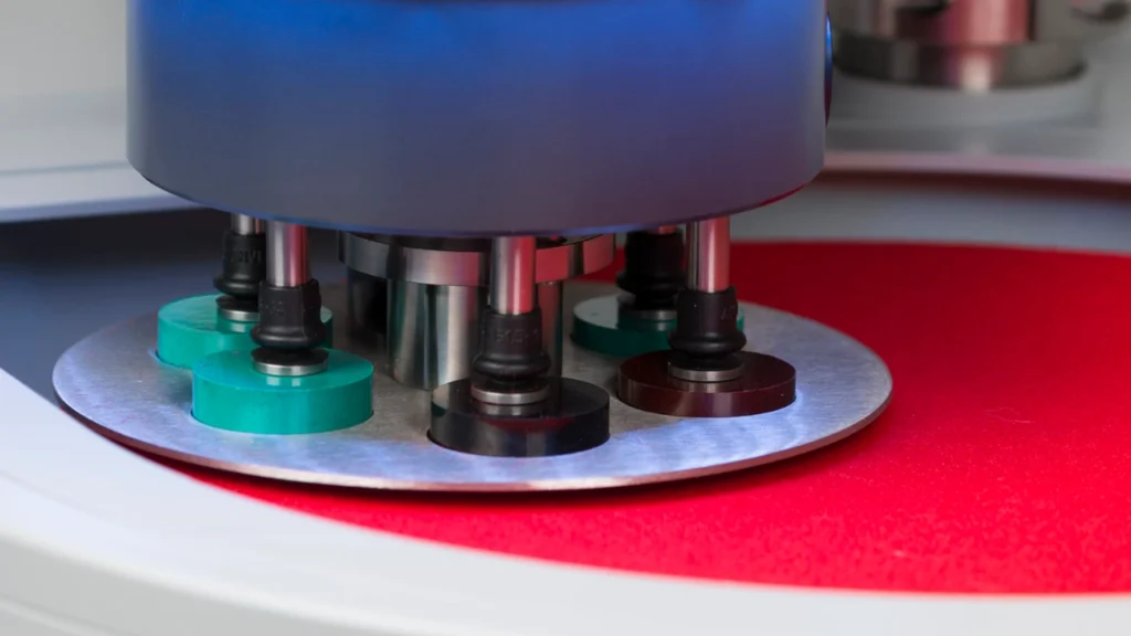 Multiple-sample holder on metallography grinder-polisher