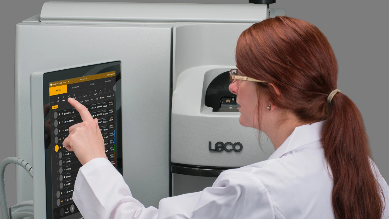 Scientist operating LECO 736 836 series elemental analyzer