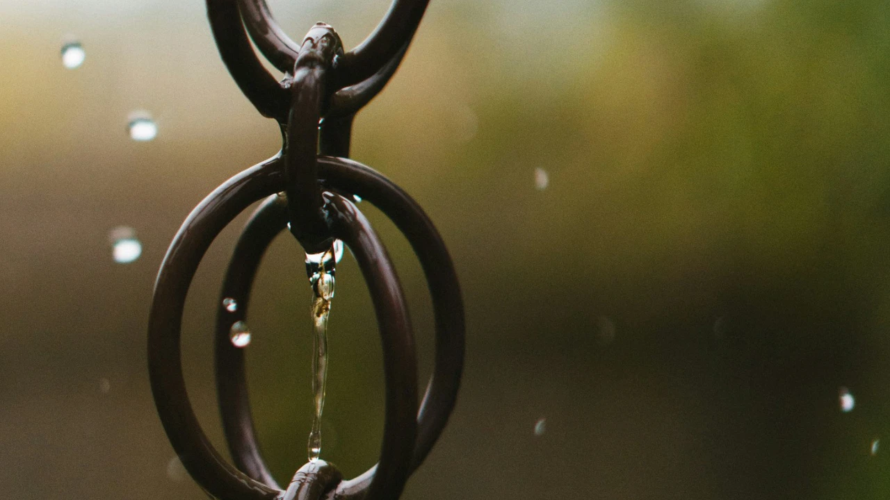 rain chain during rain storm
