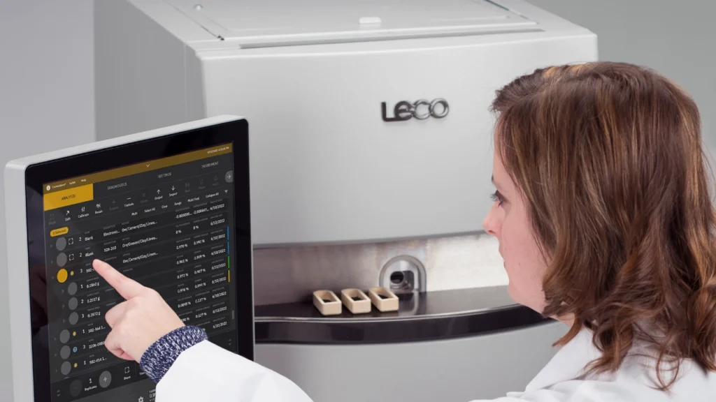 Scientist operating LECO SC832