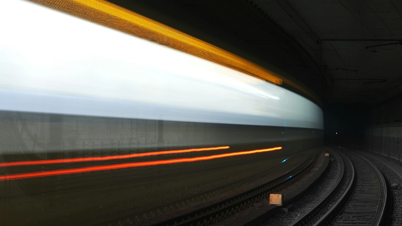 timelapse of a subway train, representing 'fast track'