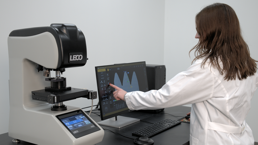 metallographers using hardness testing system