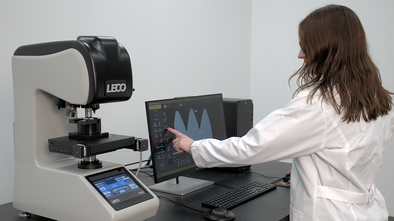 metallographers using hardness testing system