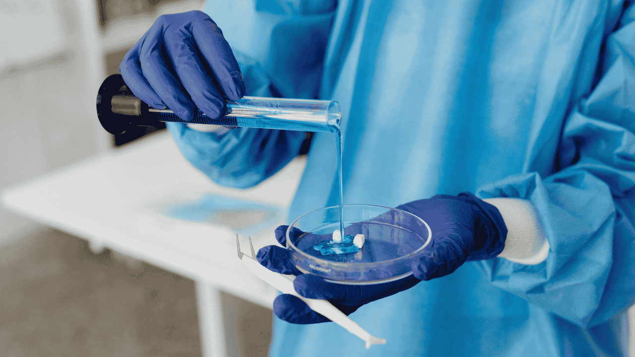 Scientist testing sample
