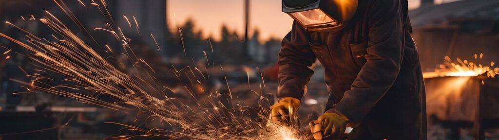 a welding mechanic causing sparks